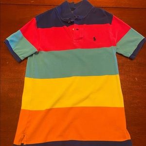 Polo Ralph Lauren Boys shirt, M (10-12) red blue yellow orange green stripes